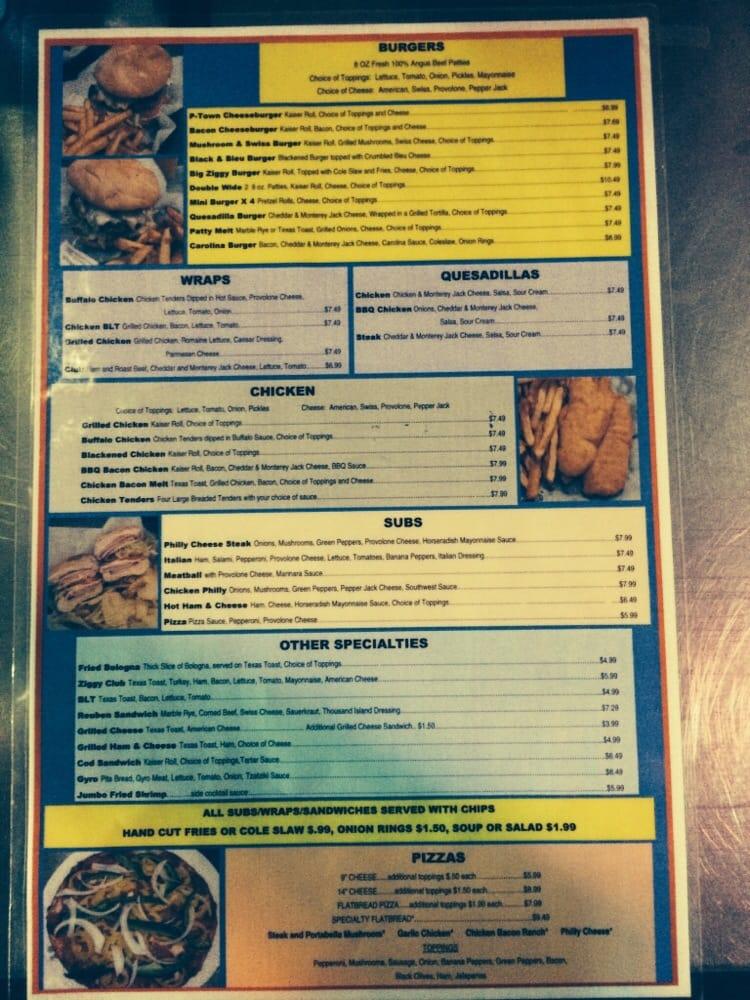 Menu at Ziggy's Bar & Grill, Inc., Pataskala, 510 E Broad St