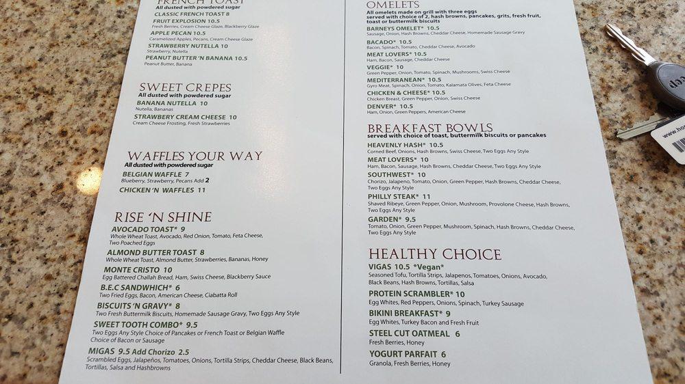 Menu at Barneys Brunch House, Frisco, FM 423 700