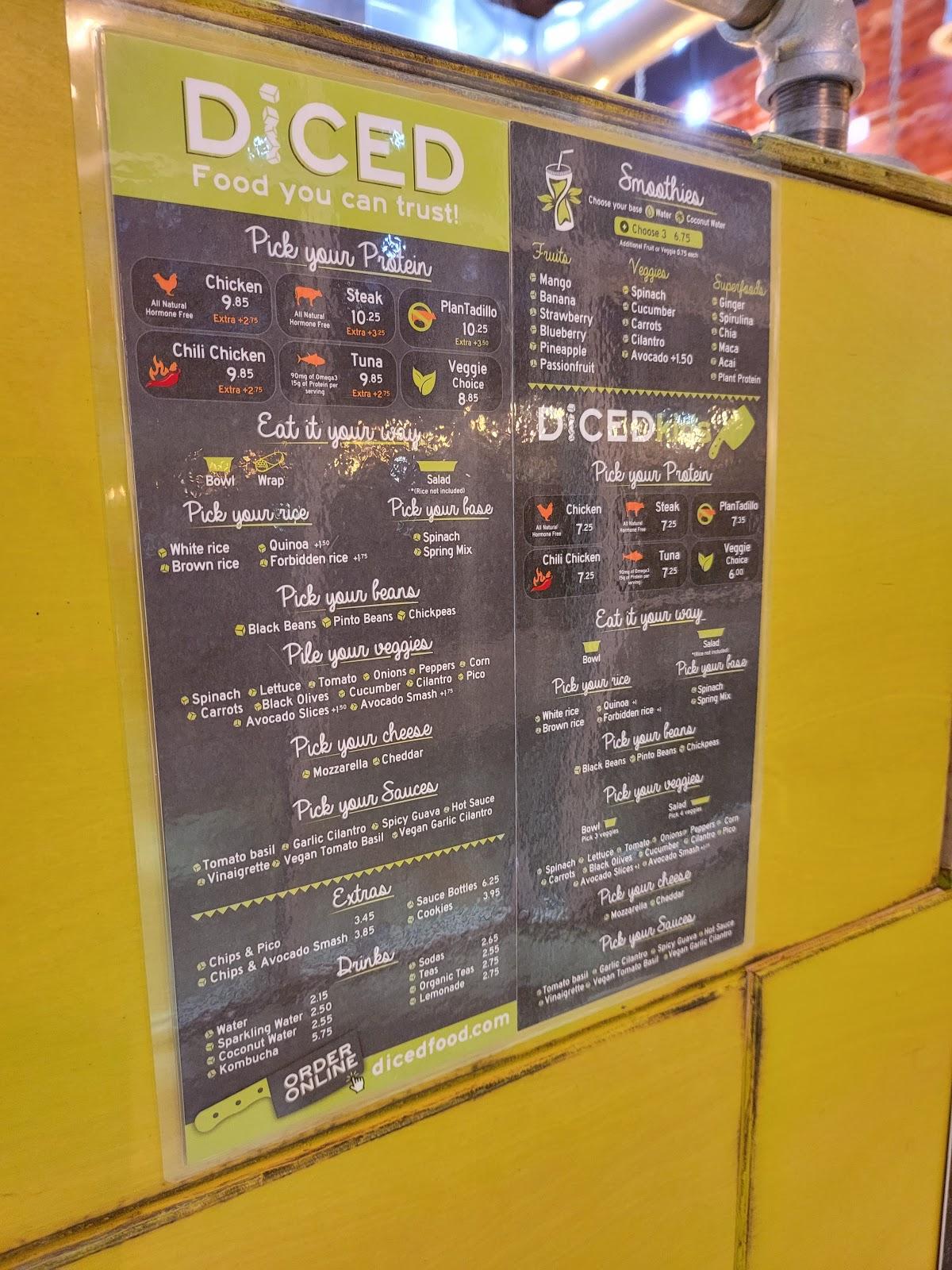 Menu at Diced Pembroke Pines restaurant, Pembroke Pines