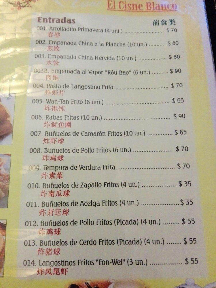 Menu at El Cisne Blanco restaurant, Buenos Aires, Arribeños 2328