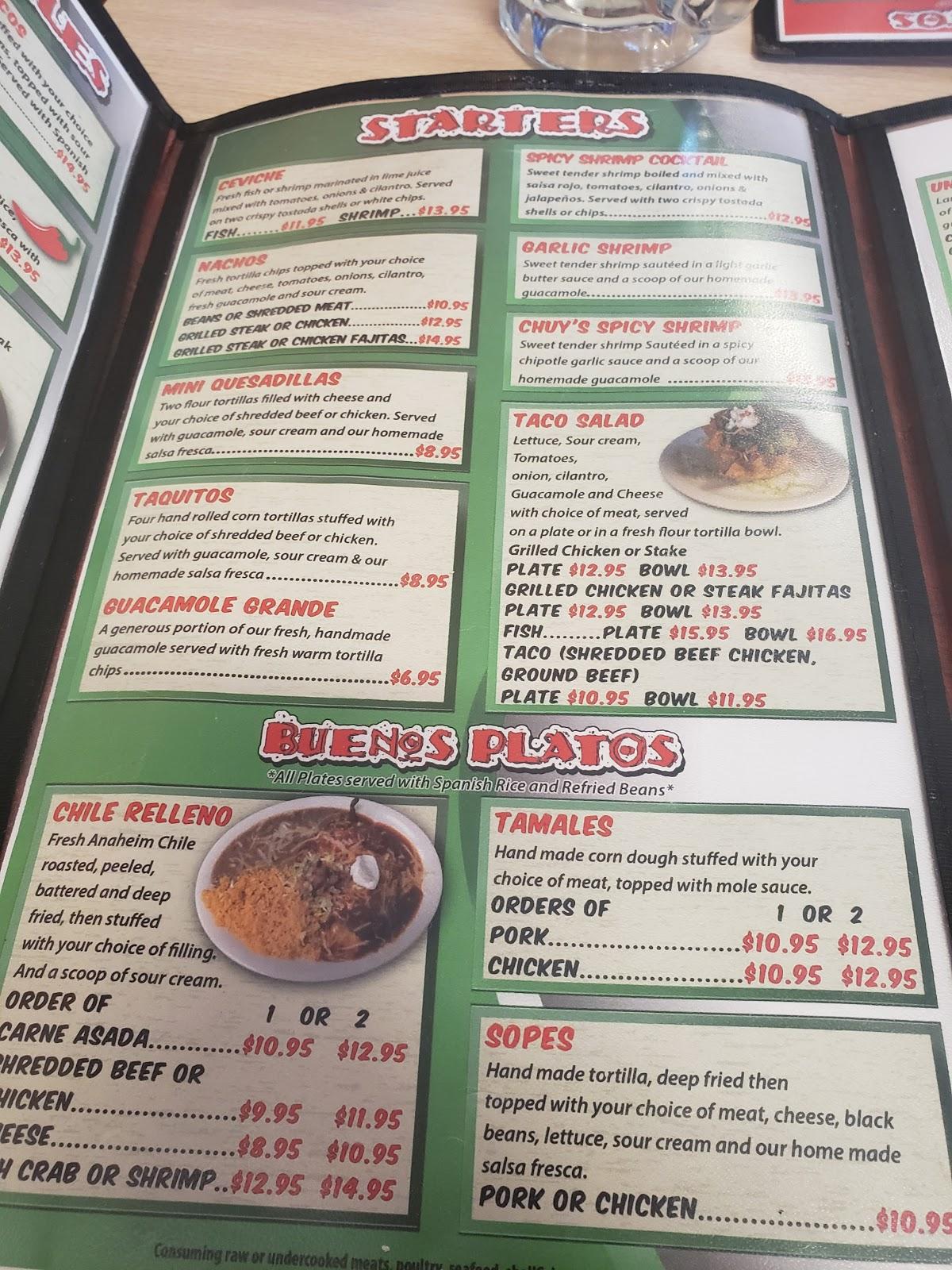 Menu at El Mariachi restaurant, Kapolei