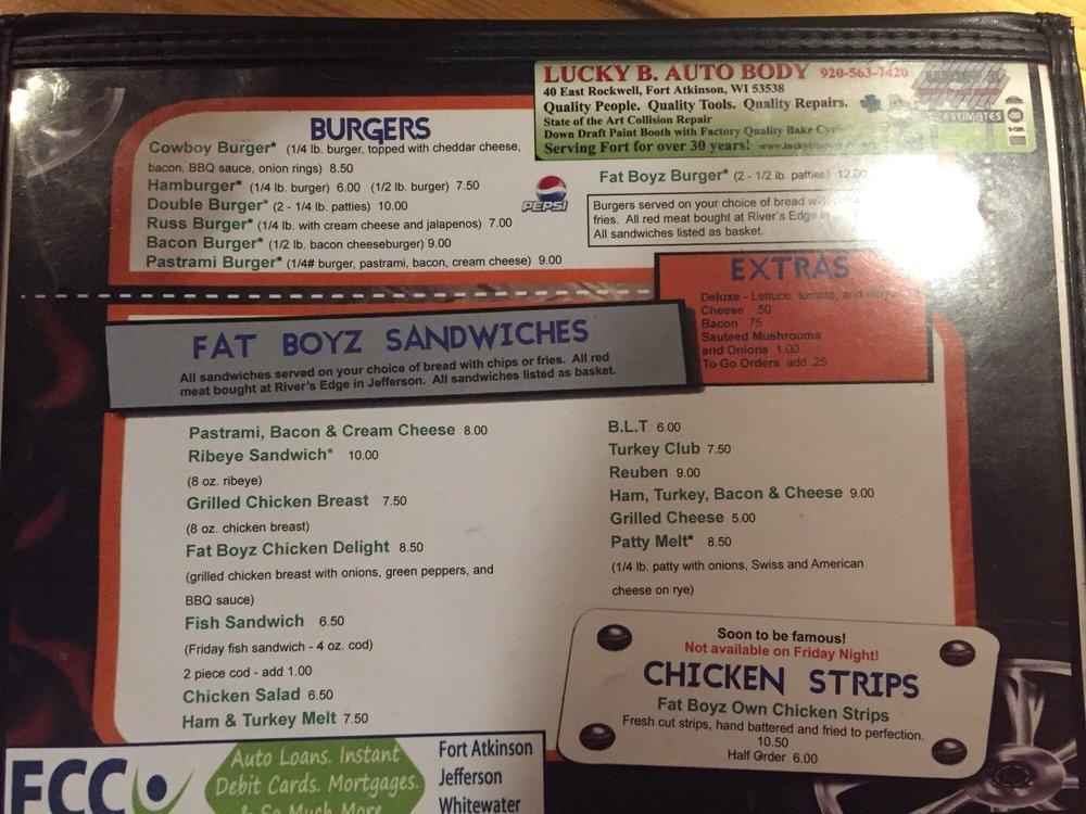 Menu at Fat Boyz restaurant, Fort Atkinson