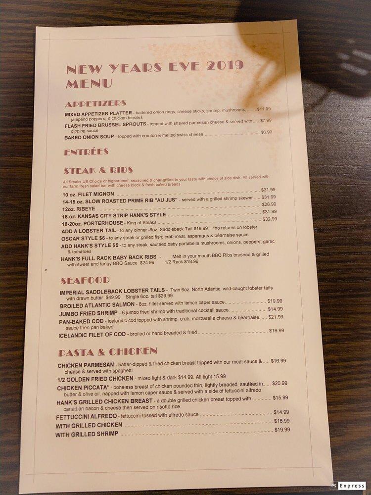Menu at Hank's Farm Restaurant, Ottawa