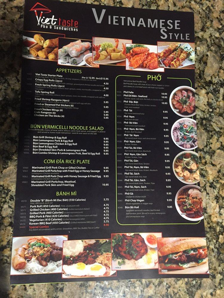 Menu at Viet Taste restaurant, Norridge