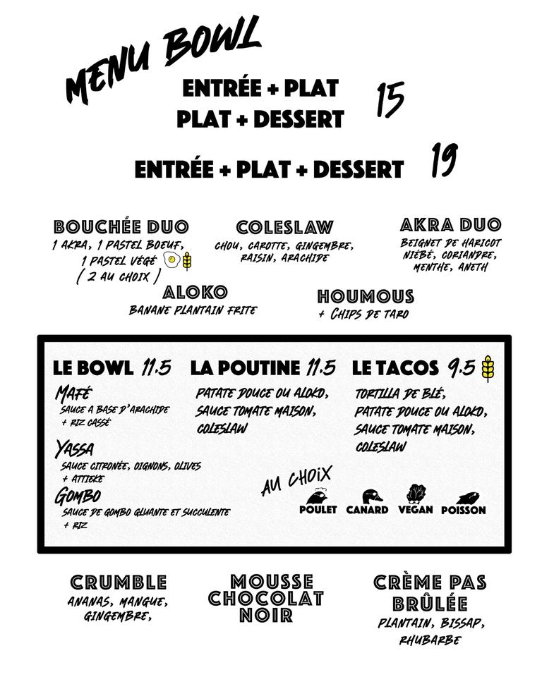 Menu de Table Métis : La Bistronomie Africaine