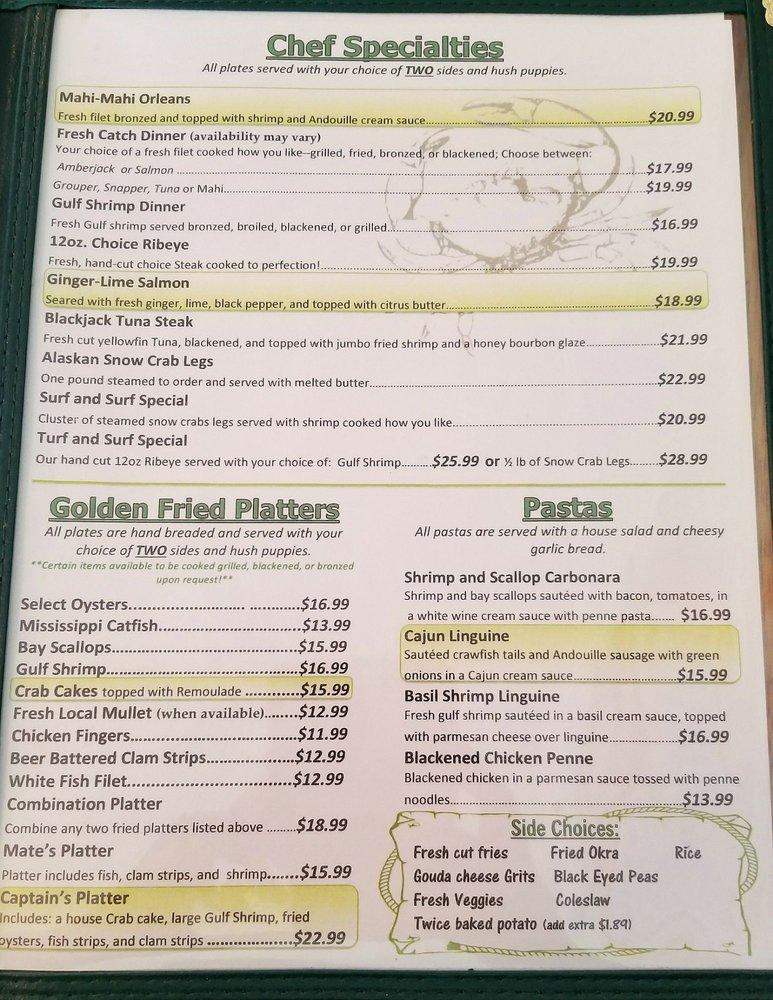 Menu at Emerald Isle Seafood restaurant, Crestview