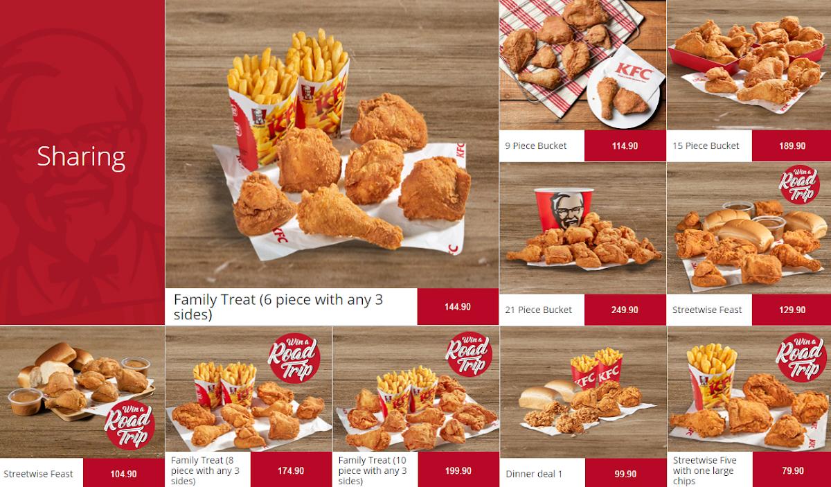 Menu at KFC Cosmo City restaurant, Roodepoort, Shop 6