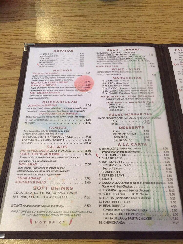 Menu at Los Amigos Mexican Restaurant, Birmingham, 7th Ave S