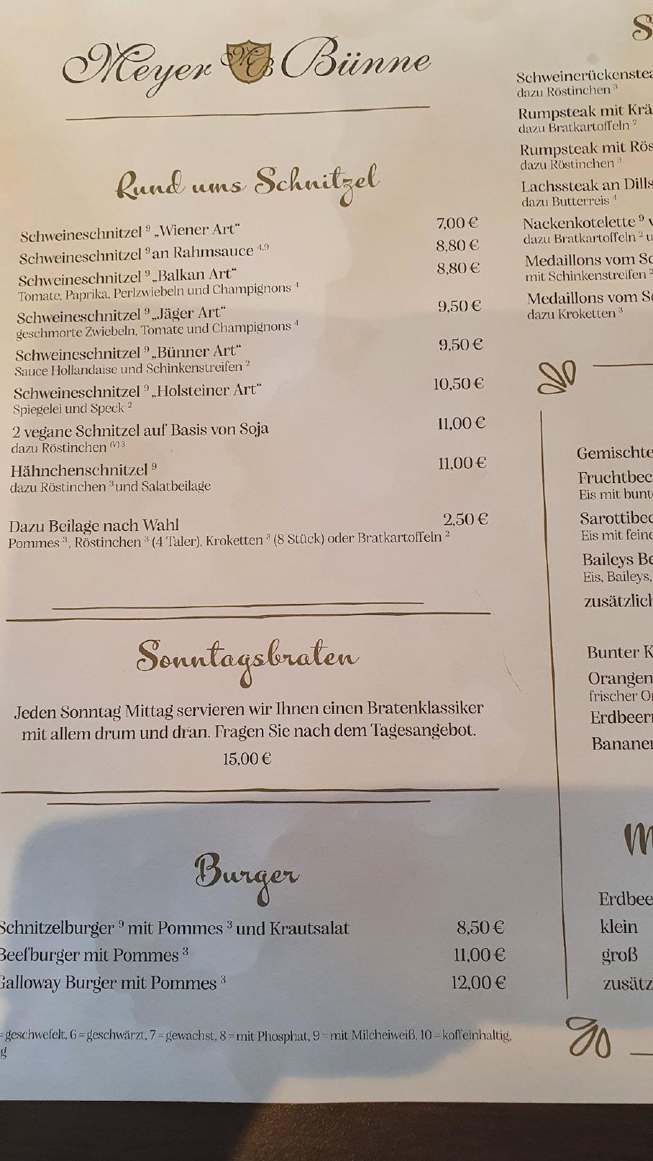 Speisekarte von Landgasthof MeyerBünne restaurant, Dinklage