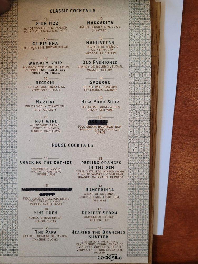 Menu at Epilogue Kitchen and Cocktails pub & bar, Salem