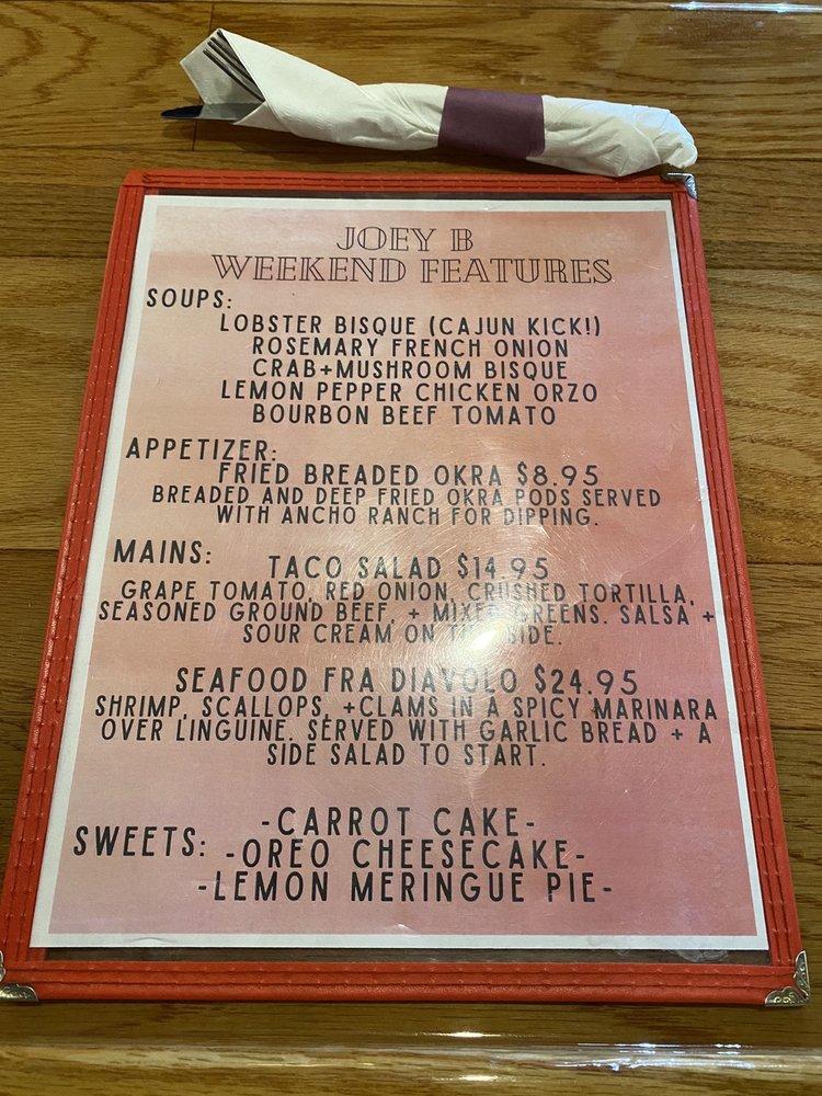 Menu At Joey B's Pub & Bar, Palmerton