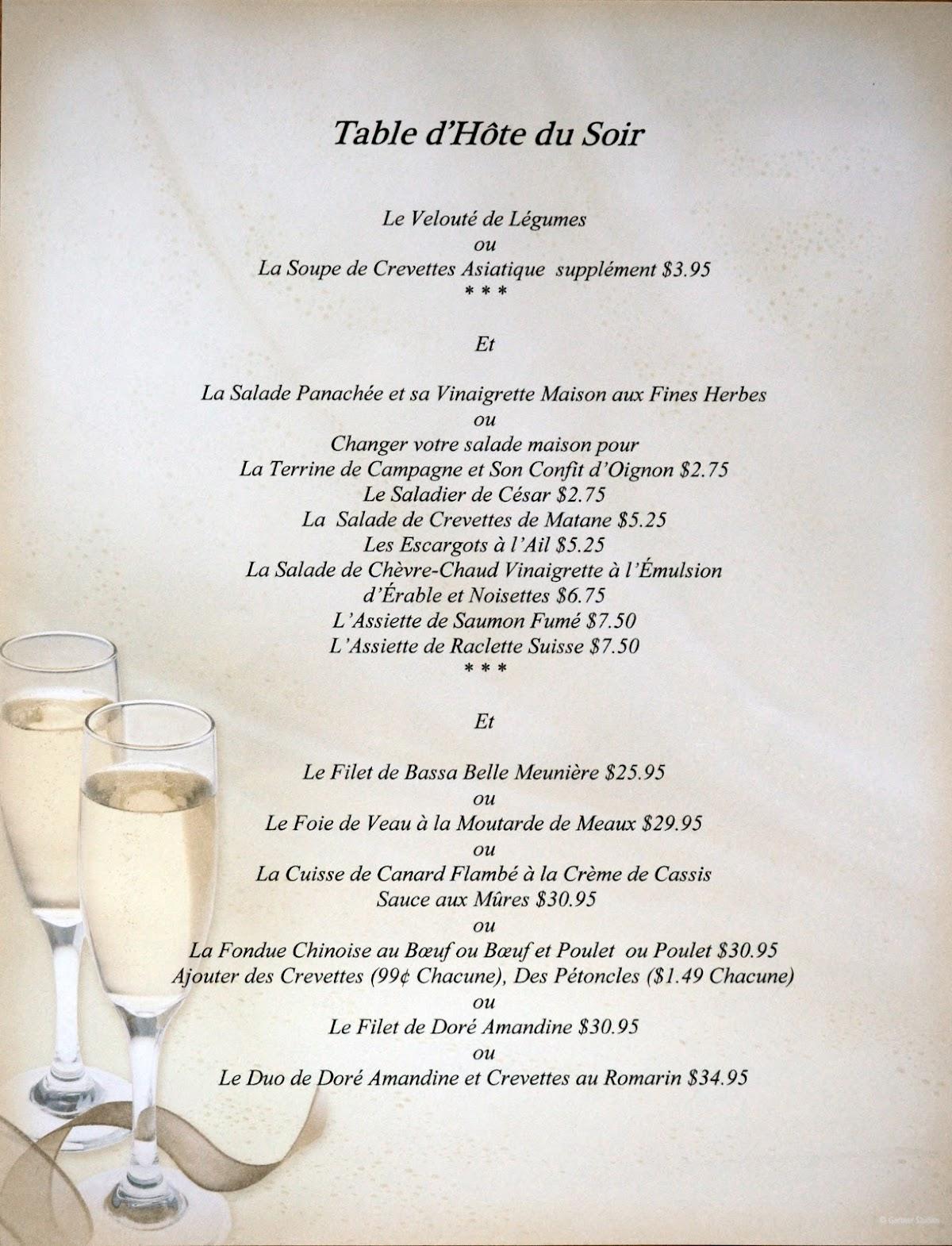 Menu au RestaurantTraiteur Le Fin Palais, BoisdesFilion