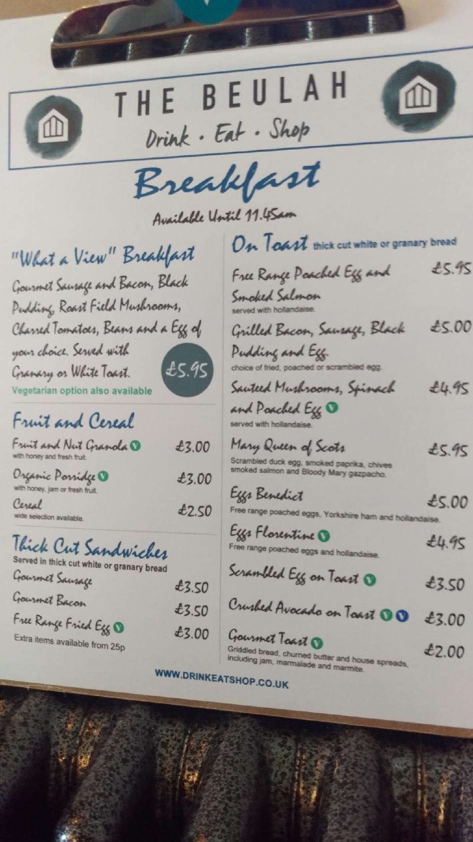 Menu at The Beulah Bistro Ltd pub & bar, Leeds