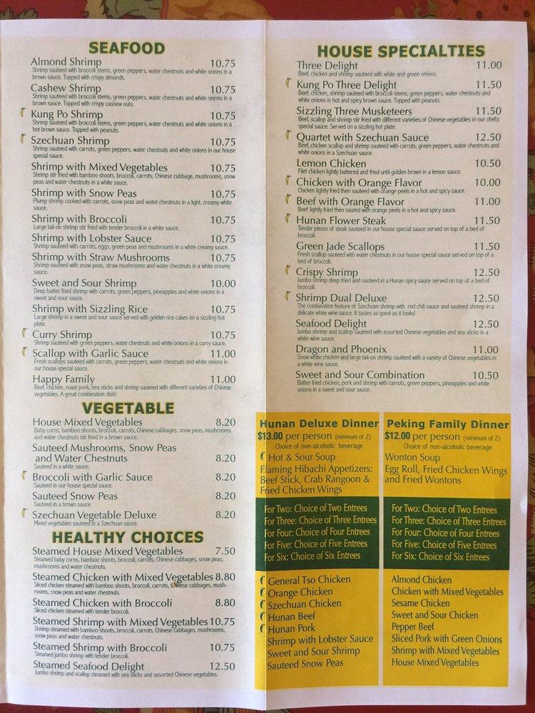 Menu at Peking Restaurant, Centralia