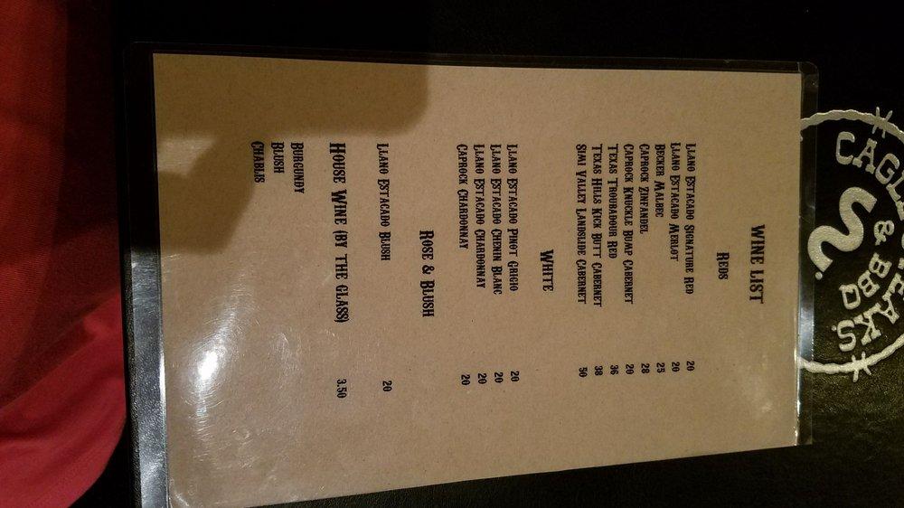 Menu at Cagle Steaks & BBQ, Lubbock, 4th St