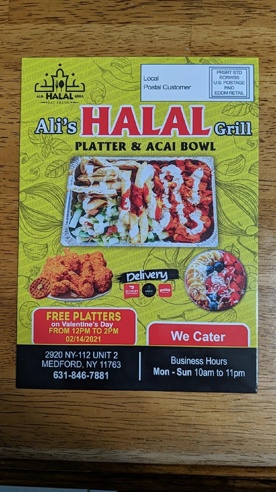 Ali's halal grill in Medford Restaurant menu and reviews