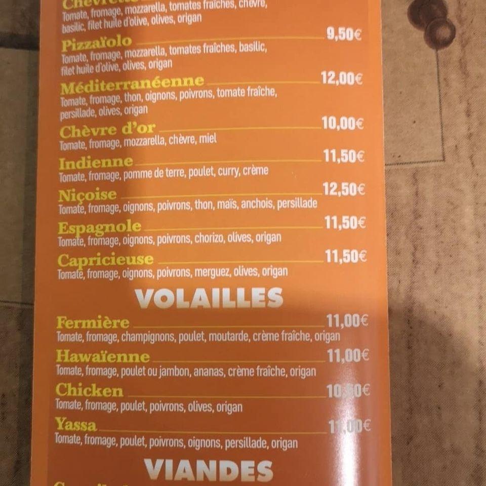 Menu at Azur Pizzas pizzeria, Menton