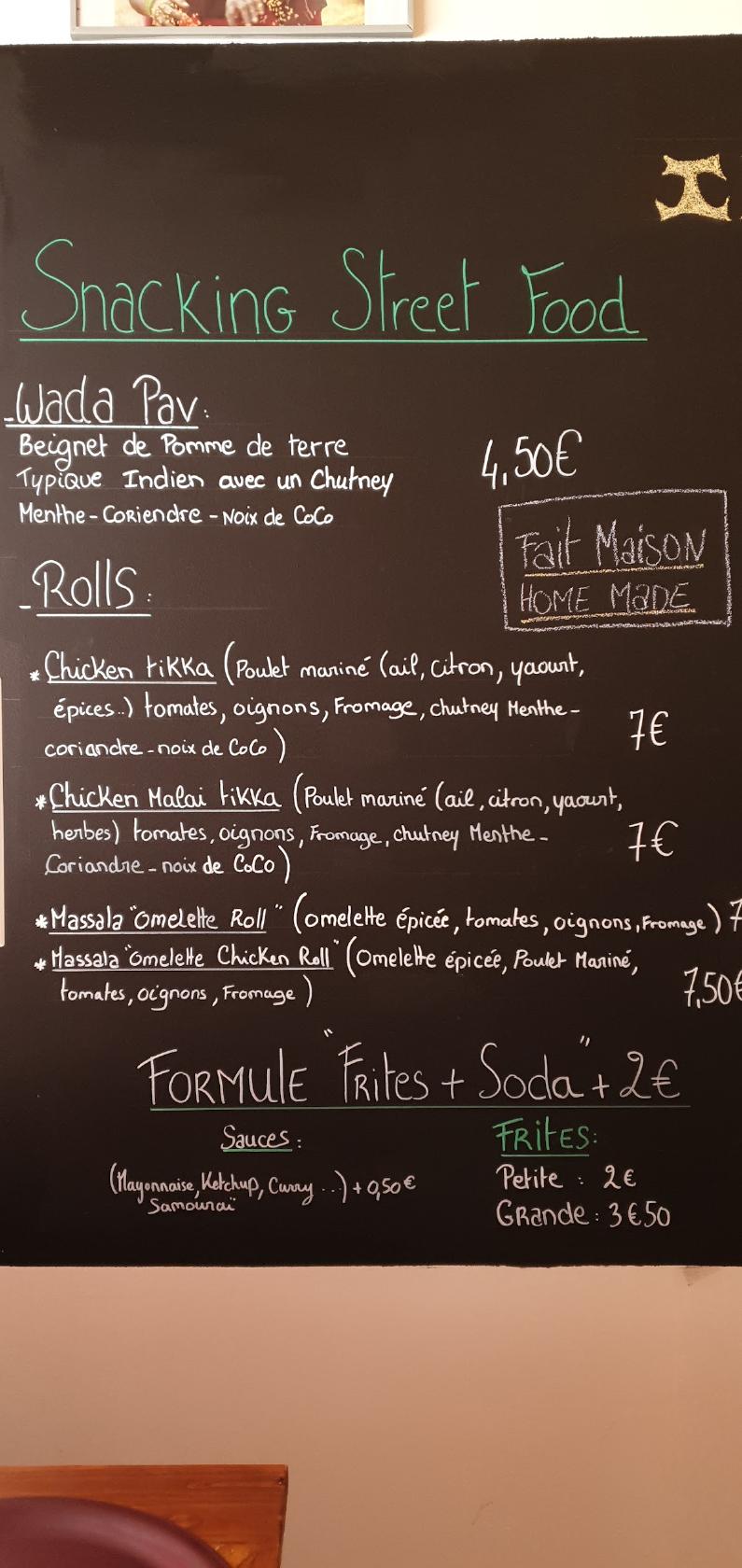 Carta del restaurante NAMASTE indian street food, VallonPontd'Arc