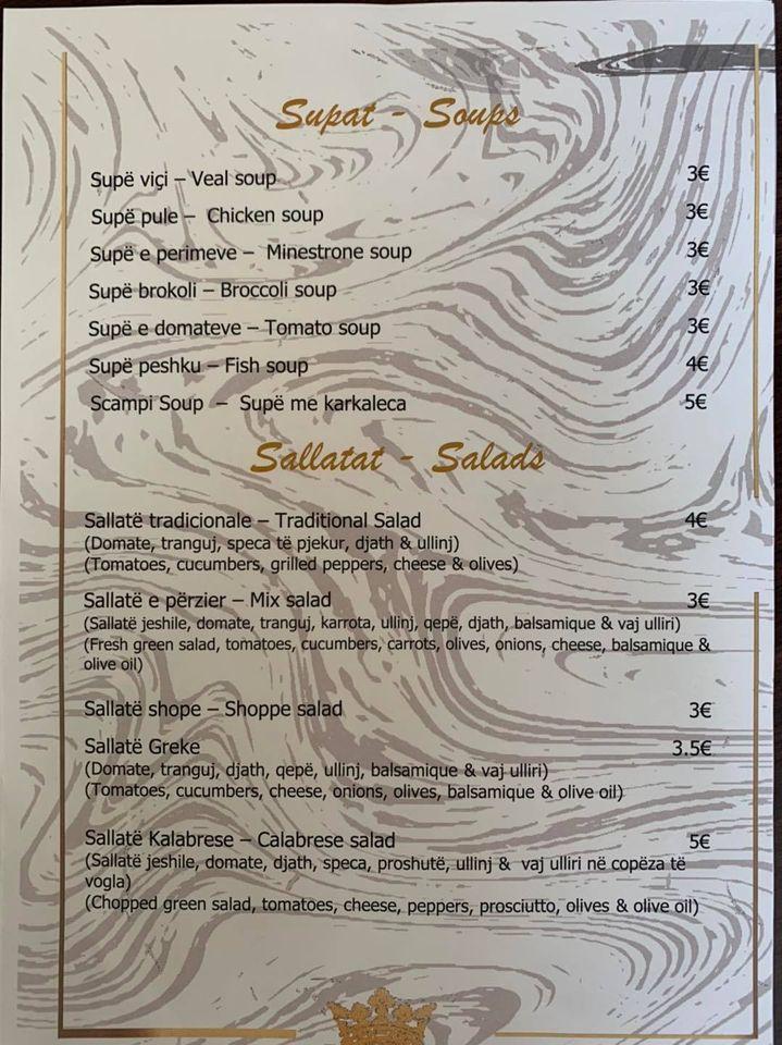 Menu At Princesha Gresa Restaurant Prishtina