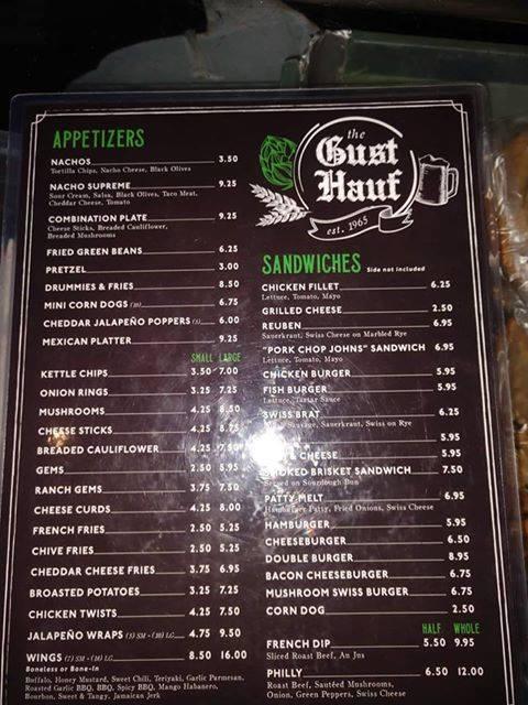 Menu at The Gust Hauf pub & bar, Glendive