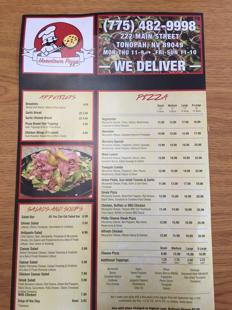 Menu at Hometown Pizza pizzeria, Tonopah