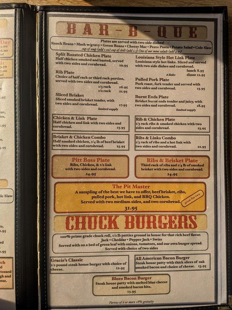 Menu at Gracie's BBQ, Vallejo