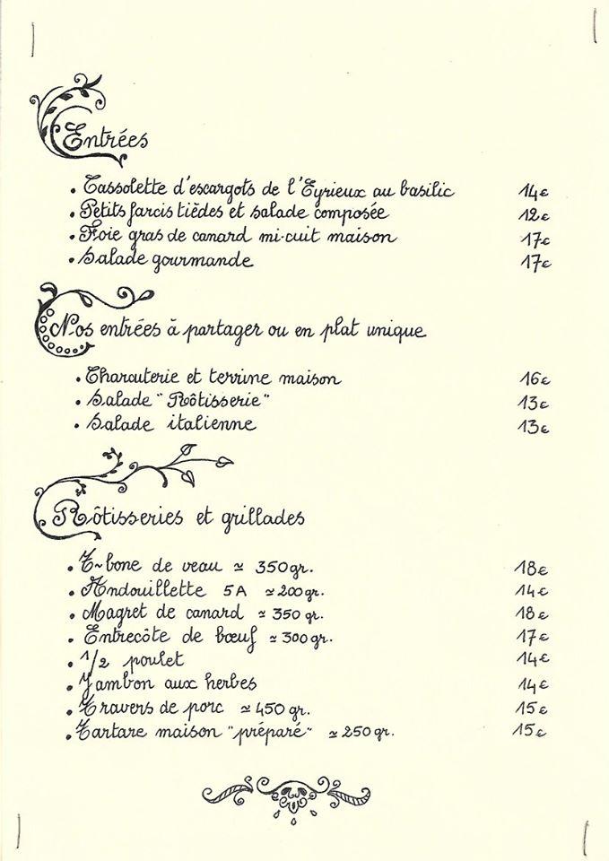 Menu At La Rotisserie Restaurant Vog Bausson