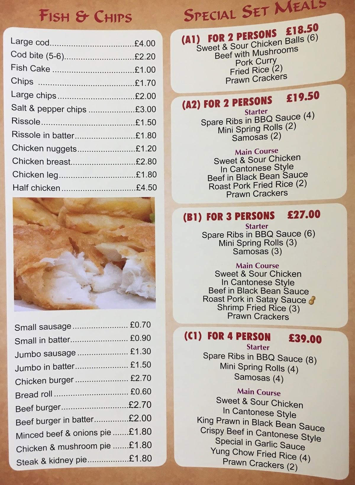 Menu at Hong Kong House Chinese Takeaway fast food, Haverfordwest