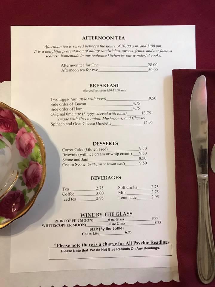 Menu at Calico Cat Tea House restaurant, Nanaimo