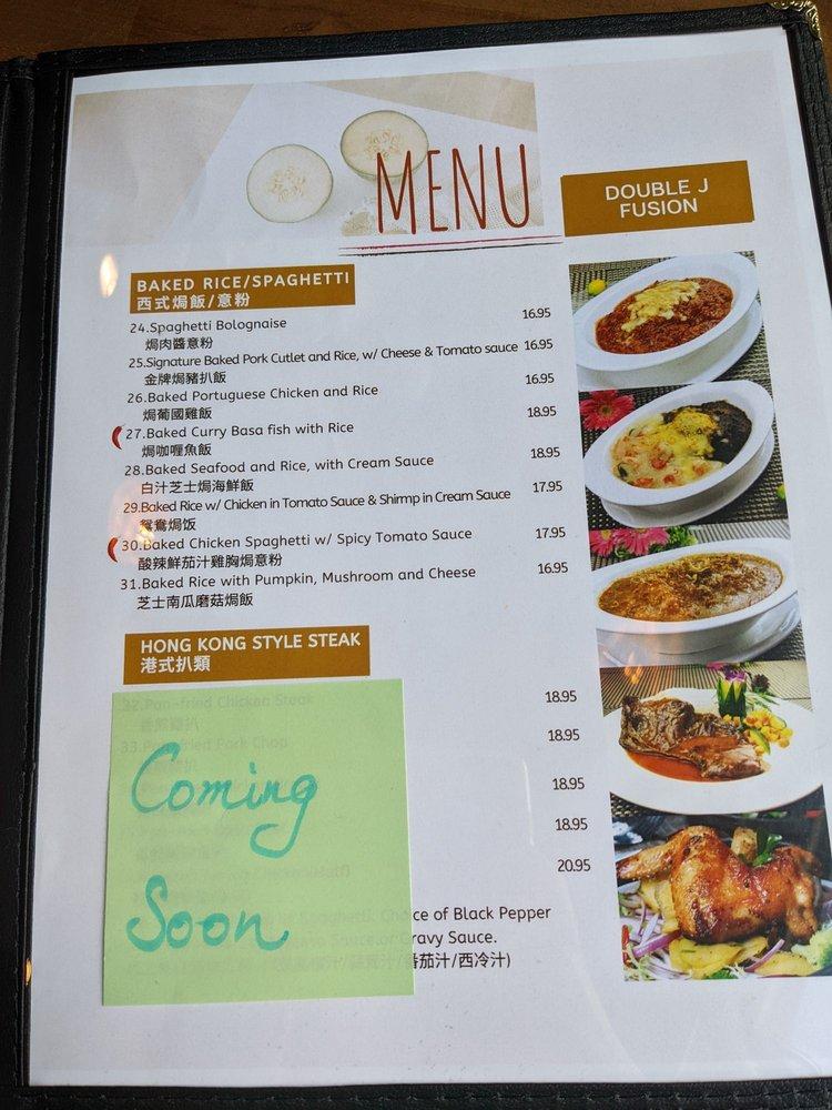 Menu at Double J Hong Kong Fusion cafe, Kelowna