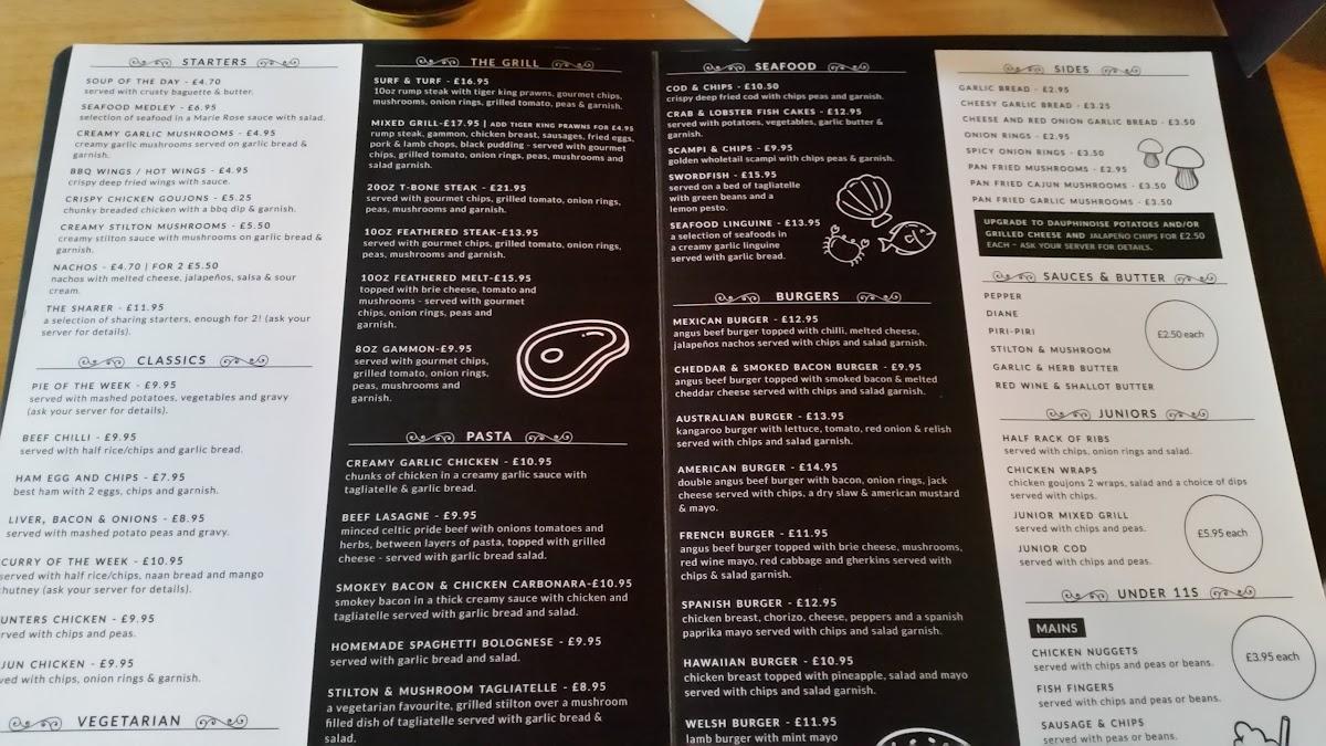 Menu at Cwrt Henllys Hotel restaurant, Cwmbran
