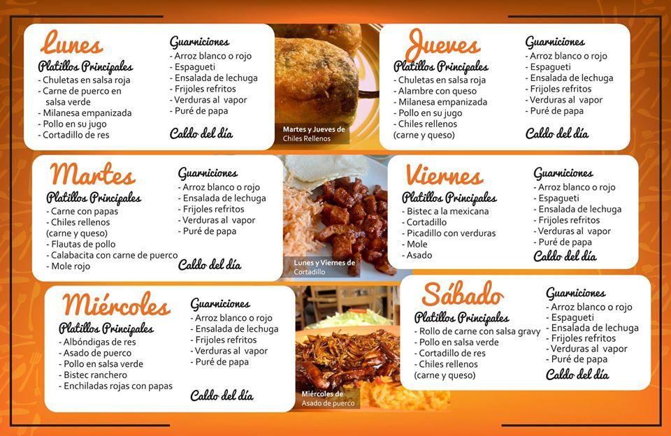 Menu at El Buen Comer restaurant, Saltillo
