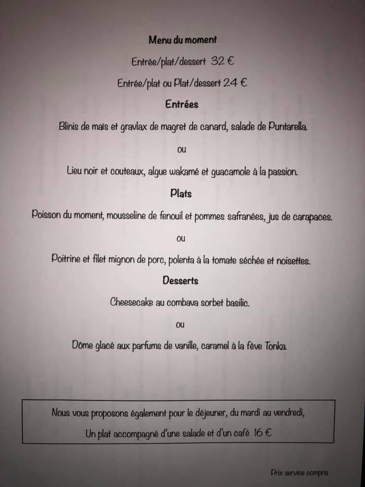 Menu at La Parfumerie restaurant, Viviers-du-Lac