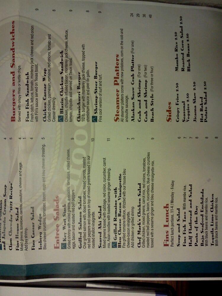 Menu at Lucky Fins Meridian restaurant, Meridian, N Eagle Rd