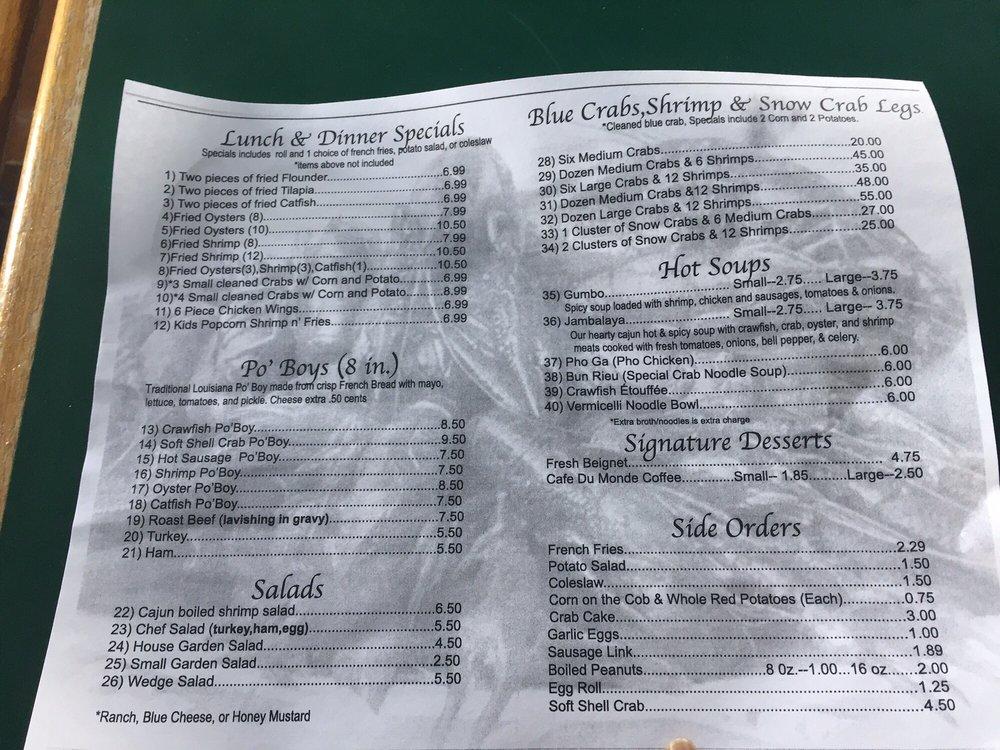 Carta del restaurante New Orleans Cajun Seafood, Orlando, W Colonial Dr