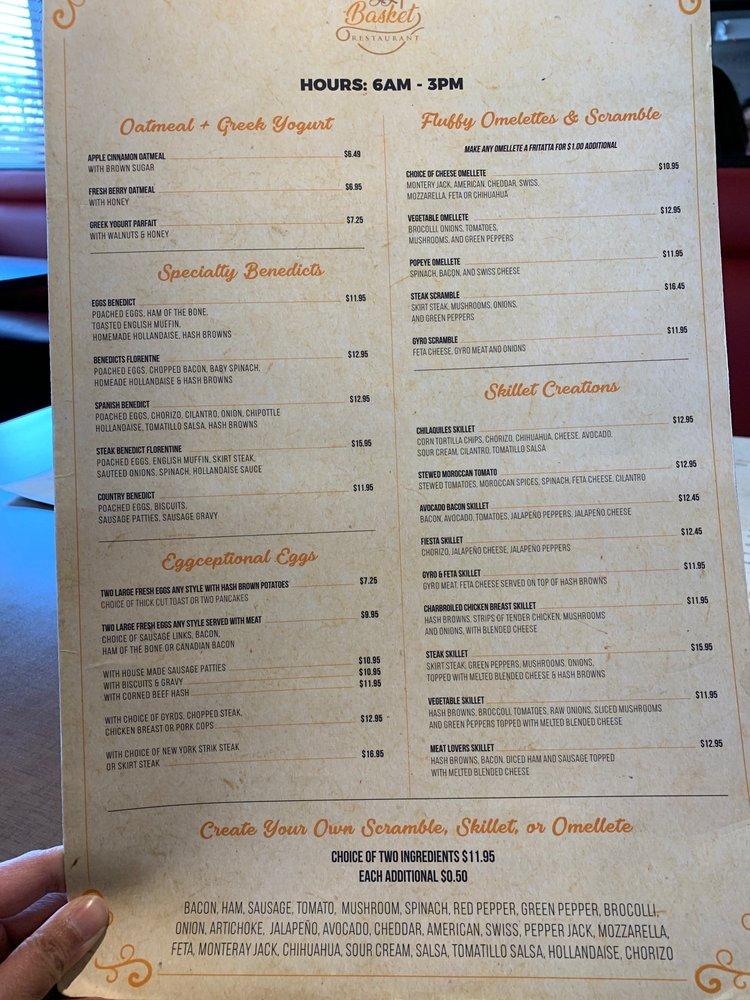Menu at Egg Basket Pancake House restaurant, Streamwood
