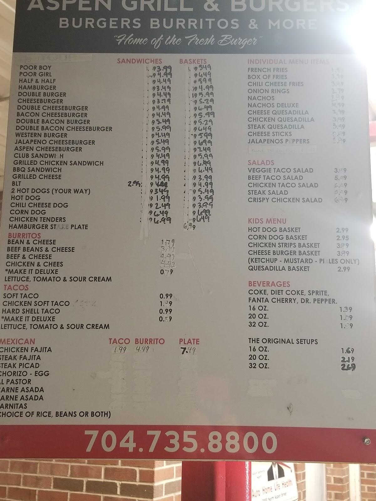 Menu at Aspen Grill BBQ, Lincolnton