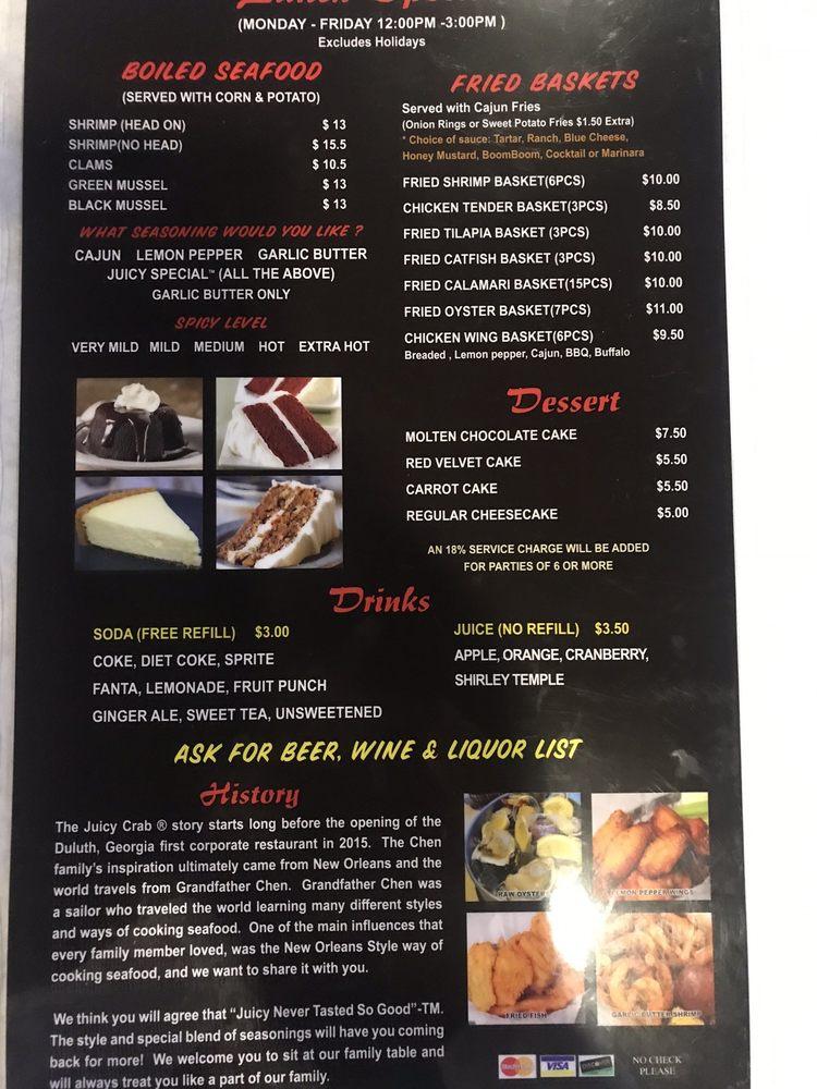 Menu at The Juicy Crab restaurant, Pembroke Pines