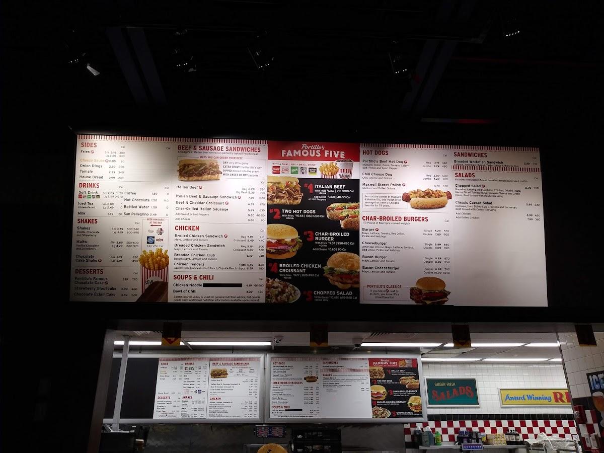 Menu at Portillo's Woodbury restaurant, Woodbury