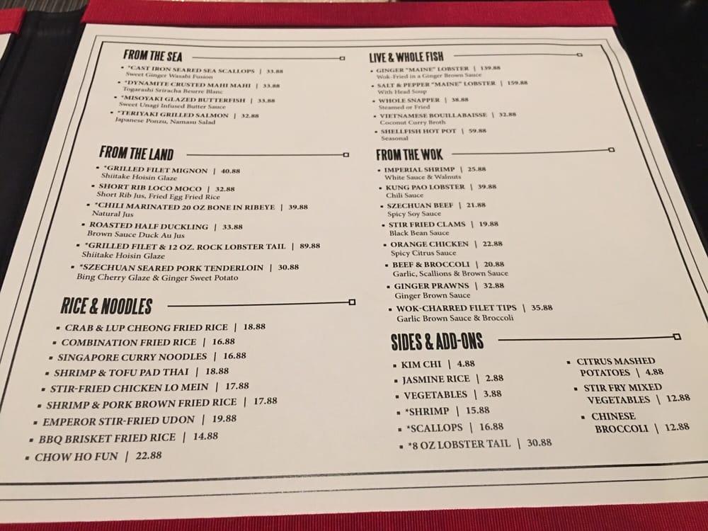 Menu at Jia restaurant, Biloxi, Beau Rivage Resort & Casino