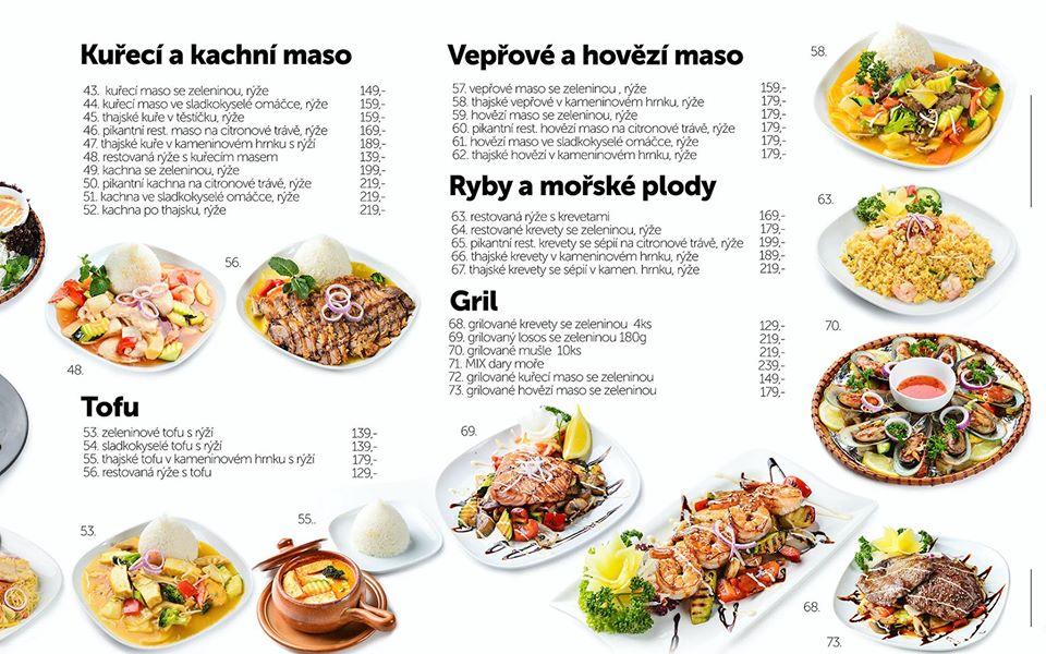 Menu at Banyan restaurant, Olomouc