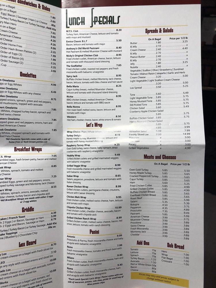 Menu at My Three Sons Bagel Cafe (Covert Ave), Stewart Manor, 88 Covert Ave