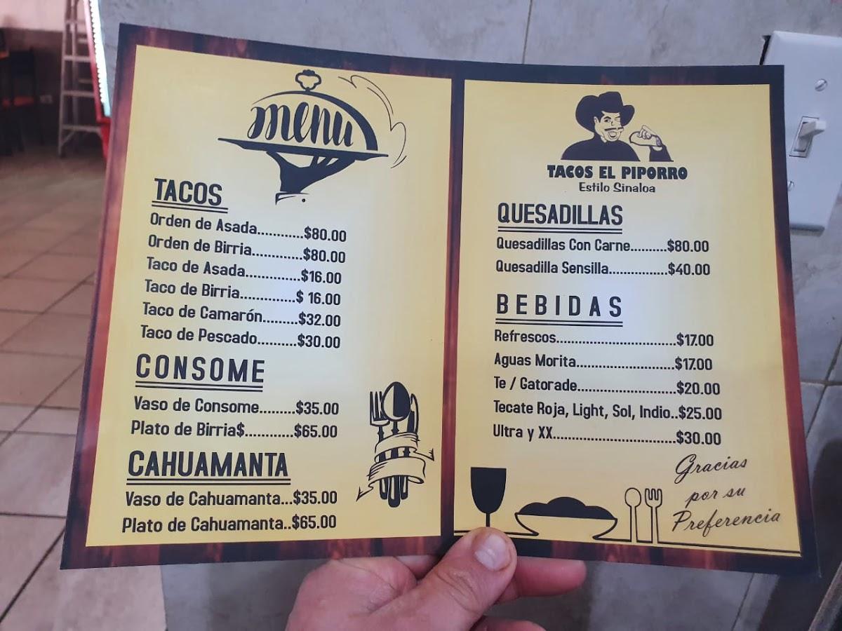 Menu at Tacos El Piporro Hidalgo restaurant, Nuevo Casas Grandes