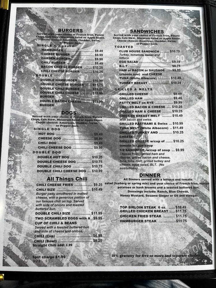 Menu at Wings Cafe, Fullerton