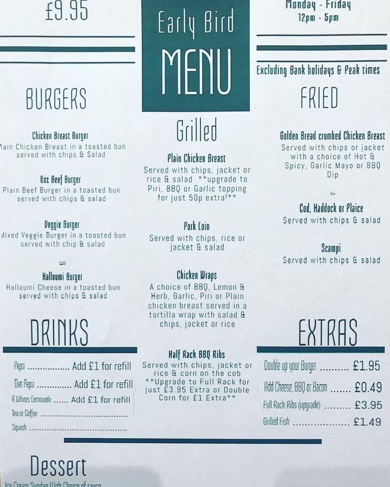 Menu at Fish & Grill restaurant, Great Yarmouth