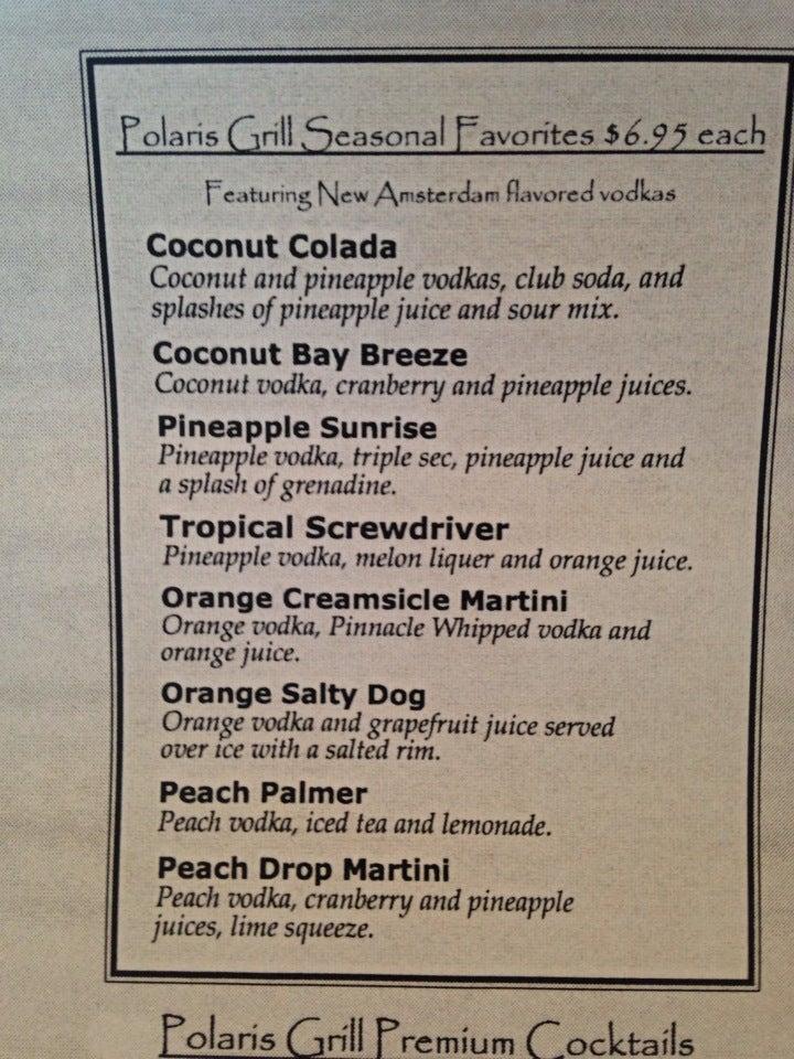 Menu at Polaris Grill restaurant, Columbus, Polaris Pkwy