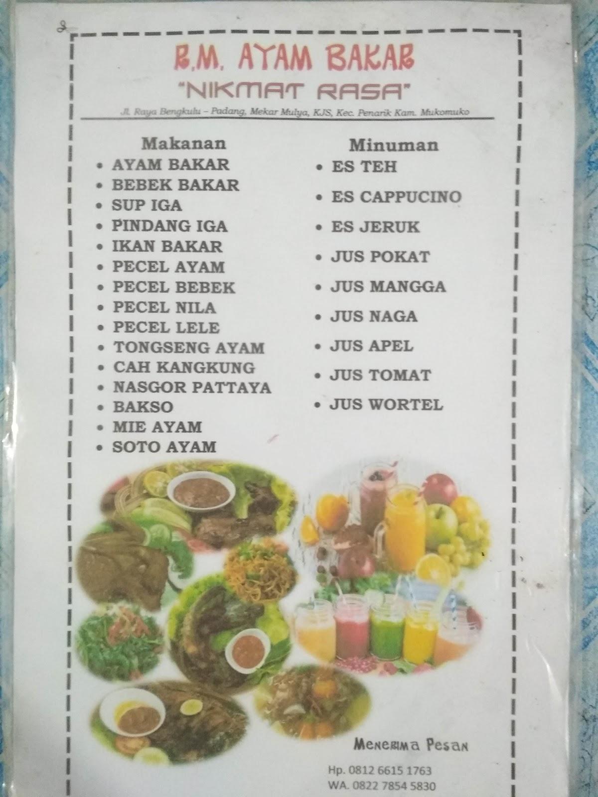 Menu At Rumah Makan Ayam Bakar Nikmat Rasa Restaurant Penarik