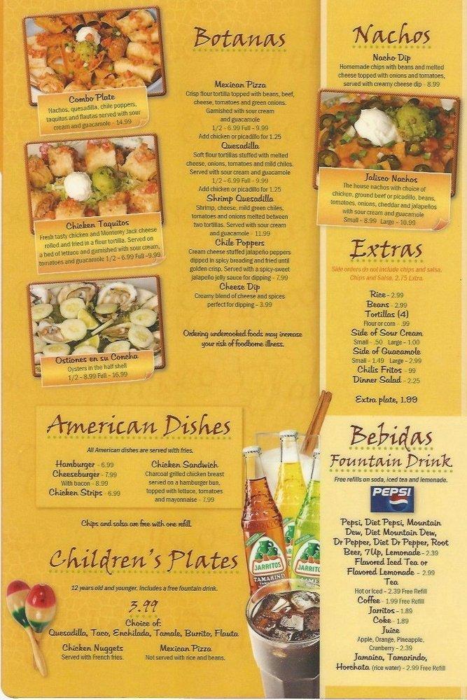 Menu At Jaliscos Mexican Restaurant Idaho Falls E 17th St 2647