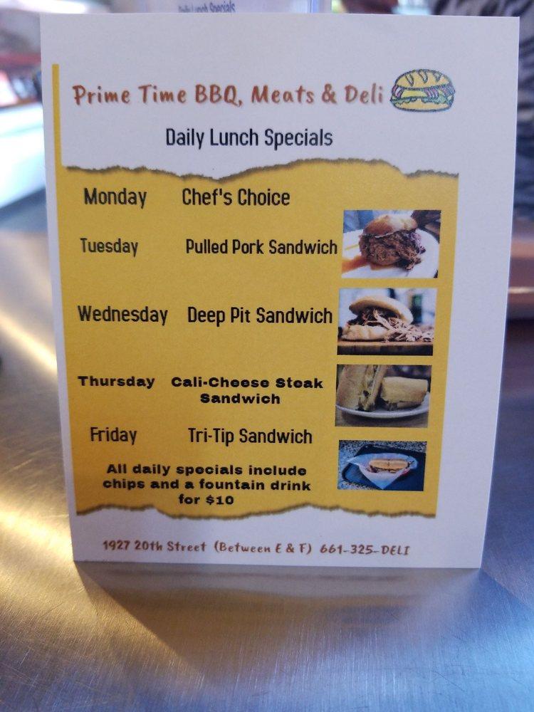 Carta de Prime Time Bbq, Meats & Deli, Bakersfield