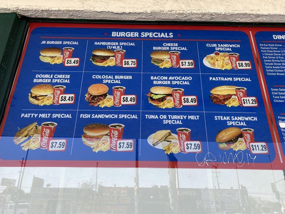 Menu at Primo Burgers restaurant, Los Angeles, S Western Ave